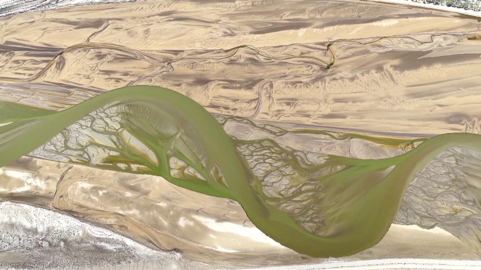 Yellow desert meets emerald waters at Tarim River source