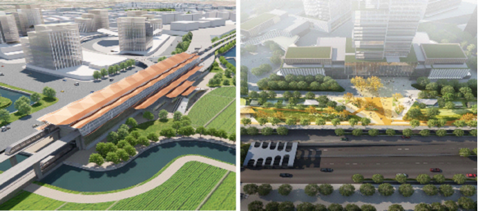 青浦区示范区线青浦新城南站、杨浦区轨交20号线三门路站出地面设施