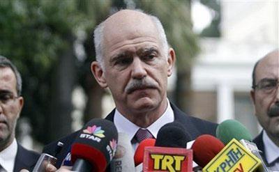 Prime&nbsp;Minister&nbsp;George&nbsp;Papandreou&nbsp;speaks&nbsp;to&nbsp;reporters&nbsp;after&nbsp;meeting&nbsp;President&nbsp;Karolos&nbsp;Papoulias&nbsp;in&nbsp;central&nbsp;Athens,&nbsp;Greece,&nbsp;on&nbsp;Wednesday,&nbsp;March&nbsp;3,&nbsp;2010.&nbsp;(AP&nbsp;Photo/Petros&nbsp;Giannakouris)