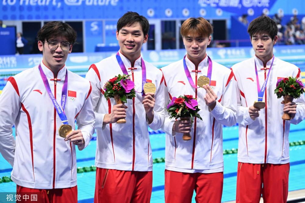 图男子4x100米自由泳接力中国队夺金打破亚洲纪录