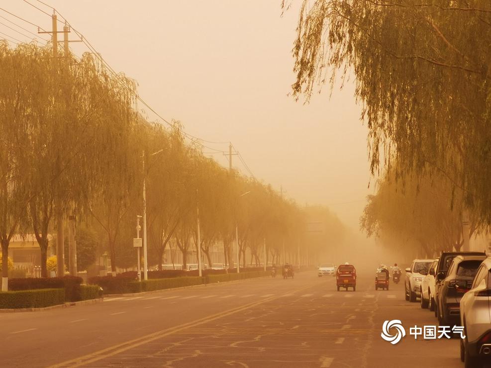 甘肃张掖出现大风扬沙天气