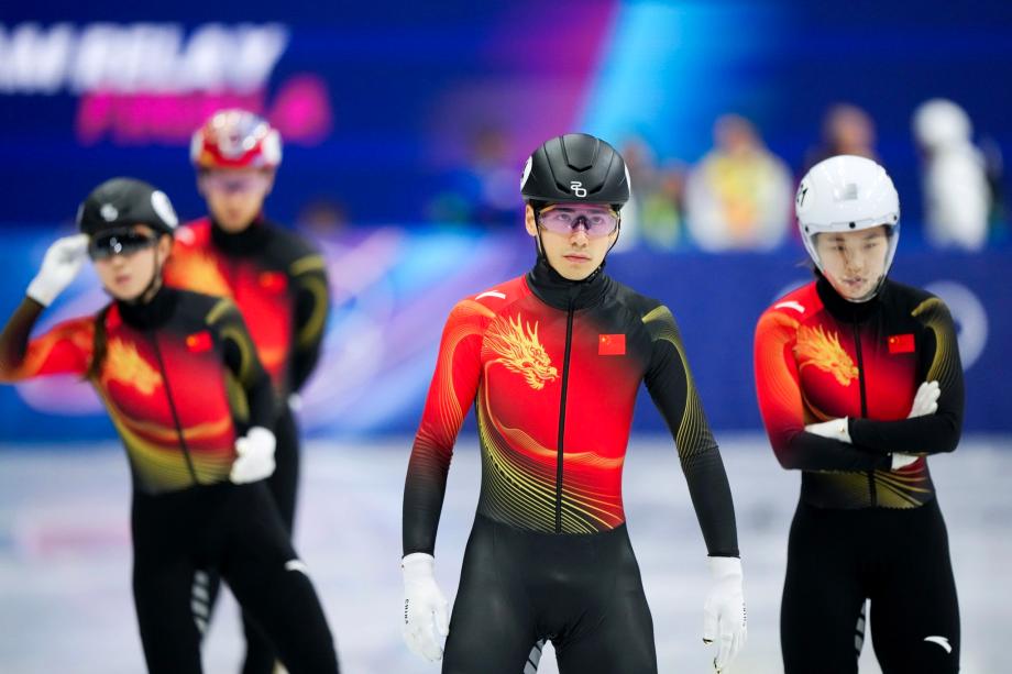 [图]冬奥会短道速滑男女混合团体接力 中国队获第四名