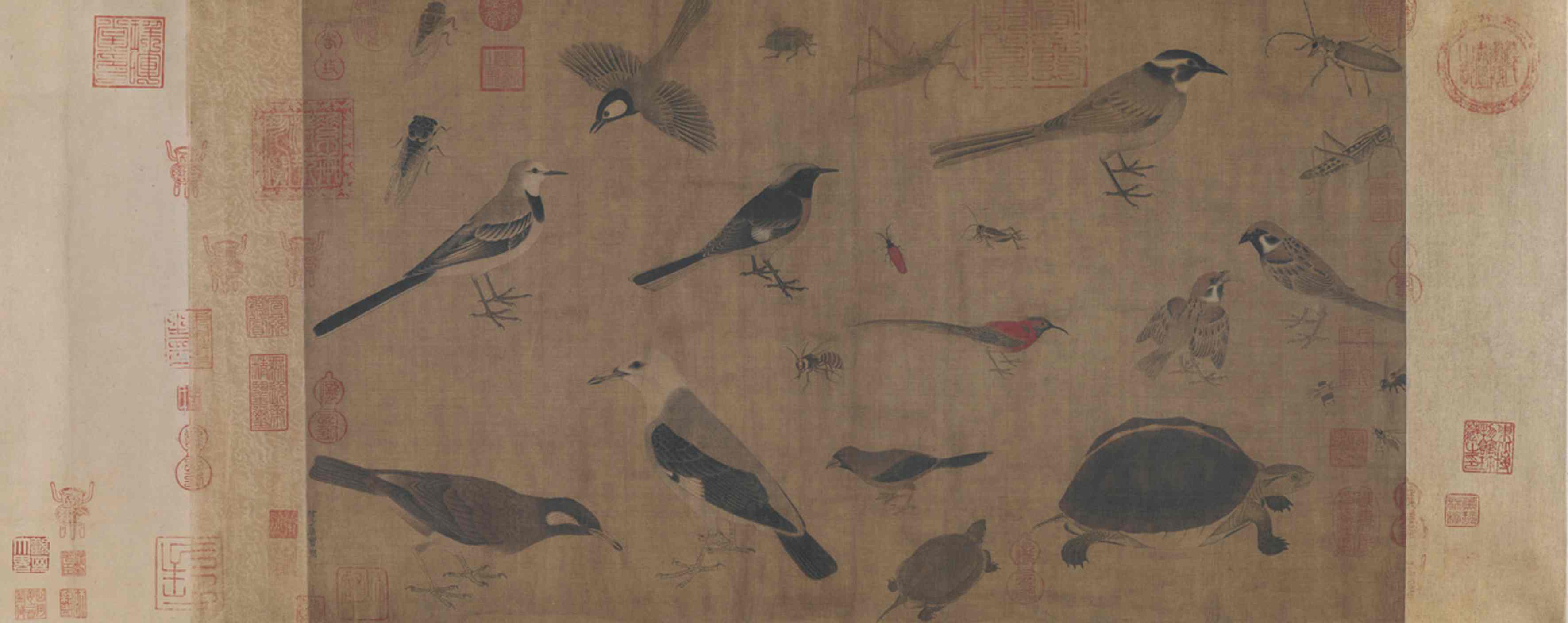 写生珍禽图（国画） 41.5×70.8厘米 五代 黄筌 北京故宫博物院藏