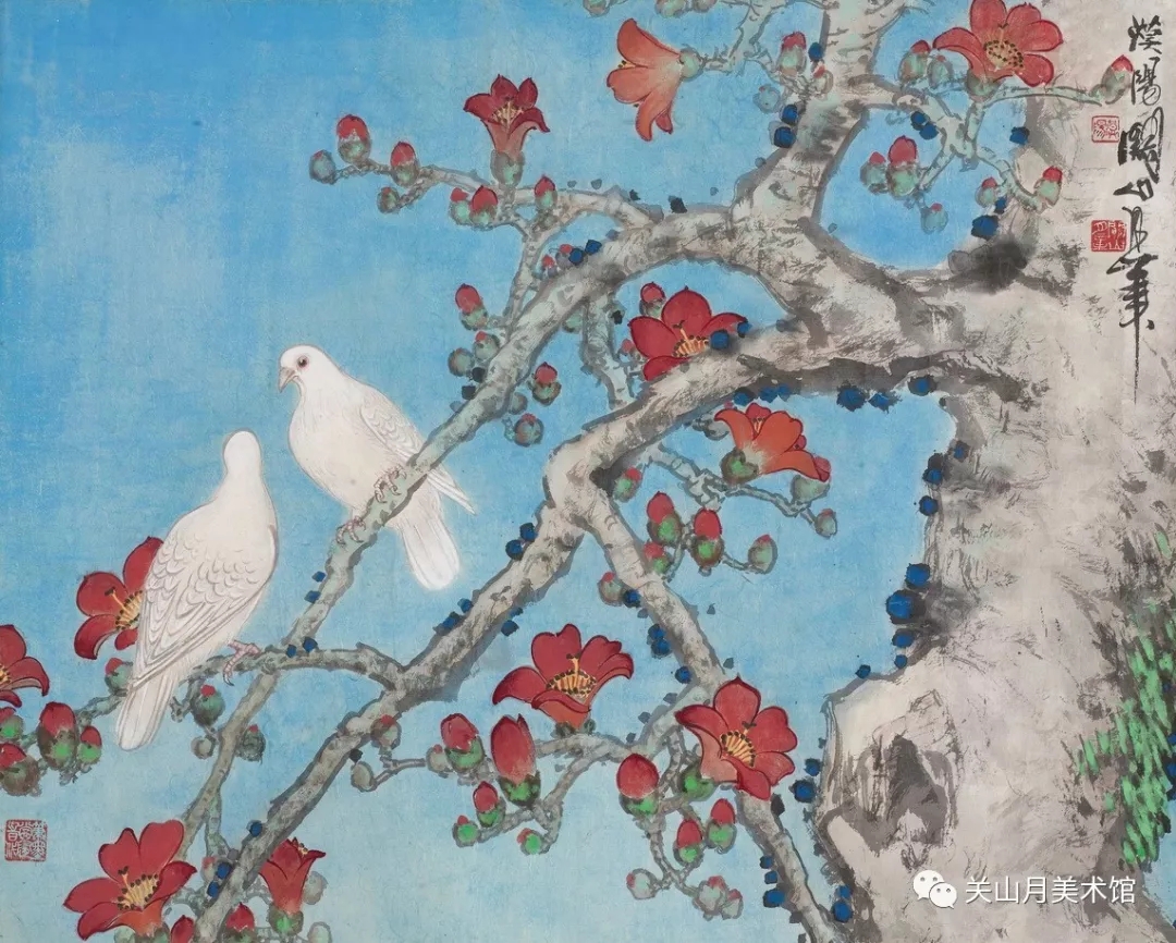 红棉白鸽（国画） 71×88厘米  1977年 关山月 关山月美术馆藏