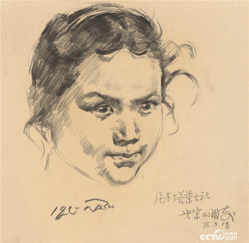 西藏人物速写 曹春生 速写 26x25cm 1975年 中国美术馆藏