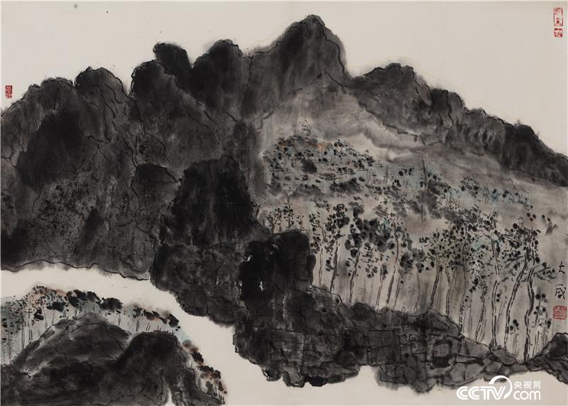 河两边 ，邵大箴，纸本水墨95x68cm ，2016年