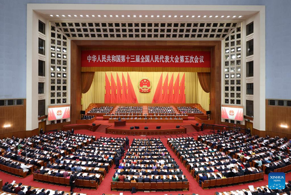 The fifth session of the 13th National People’s Congress (NPC) opens at the Great Hall of the People in Beijing, capital of China, March 5, 2022. (Xinhua/Ding Haitao)