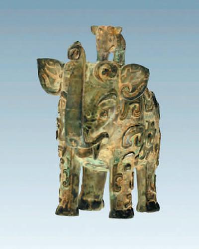 数字铜博物馆网络展示平台上的商代青铜象尊三维图片，实物现藏于美国弗利尔美术馆。