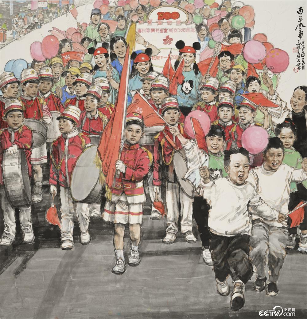 王珂、高炬《百年风华》 中国画 200厘米×200厘米  2022