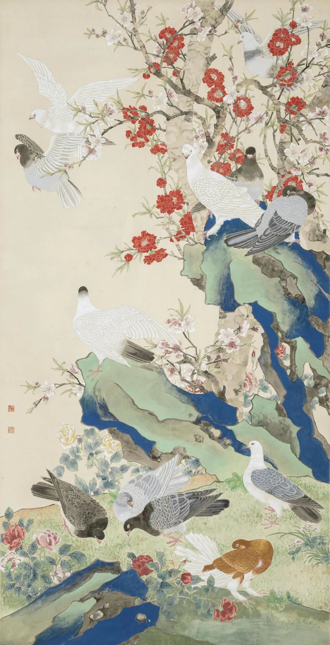 陈之佛 和平之春 169.3x86cm 中国画 1953年 中国美术馆藏 (艺术家家属捐赠)