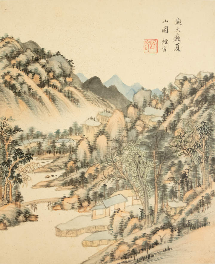 王时敏，《仿宋元山水册》局部，34x27cmx10，册页，纸本设色，1647