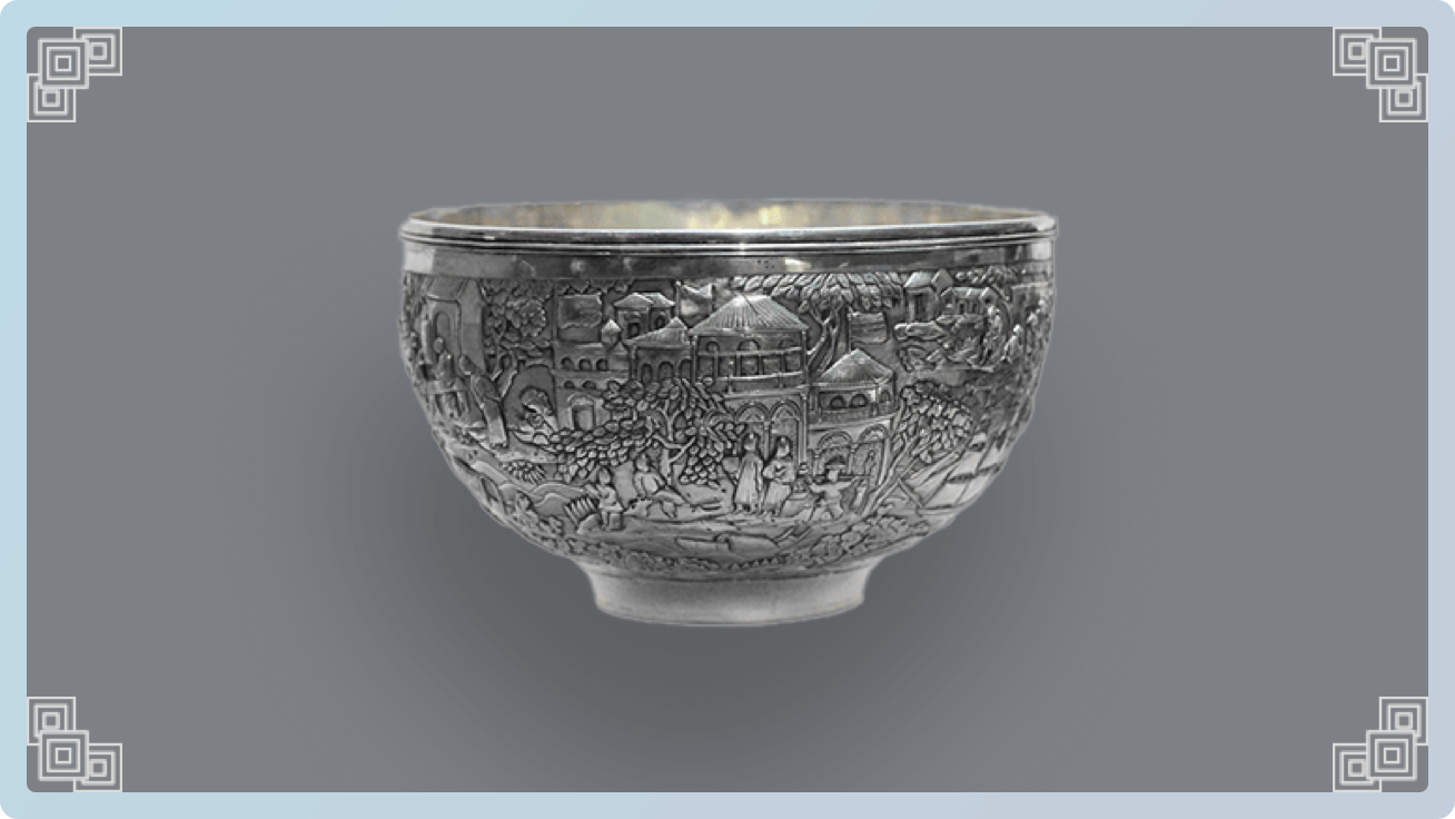 清代锤揲十三行通景银碗 现藏于广东省博物馆