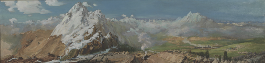 通往乌鲁木齐  艾中信  油画 1954年  99.5×400cm  中国美术馆藏