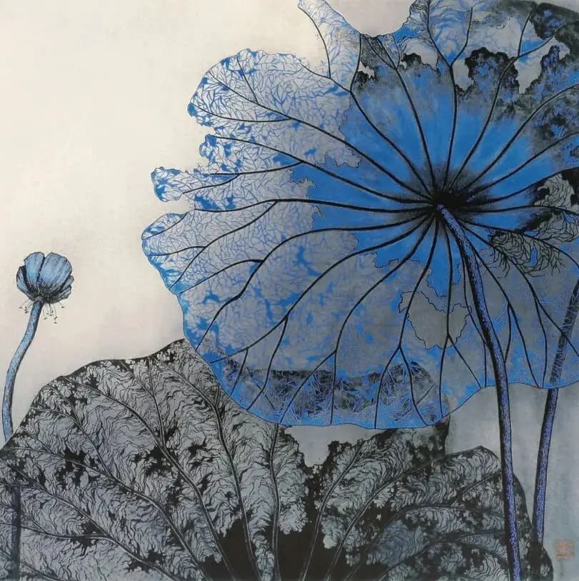 筛月 蒋采苹 66cm&times;66cm 皮纸 石色 墨色 1991