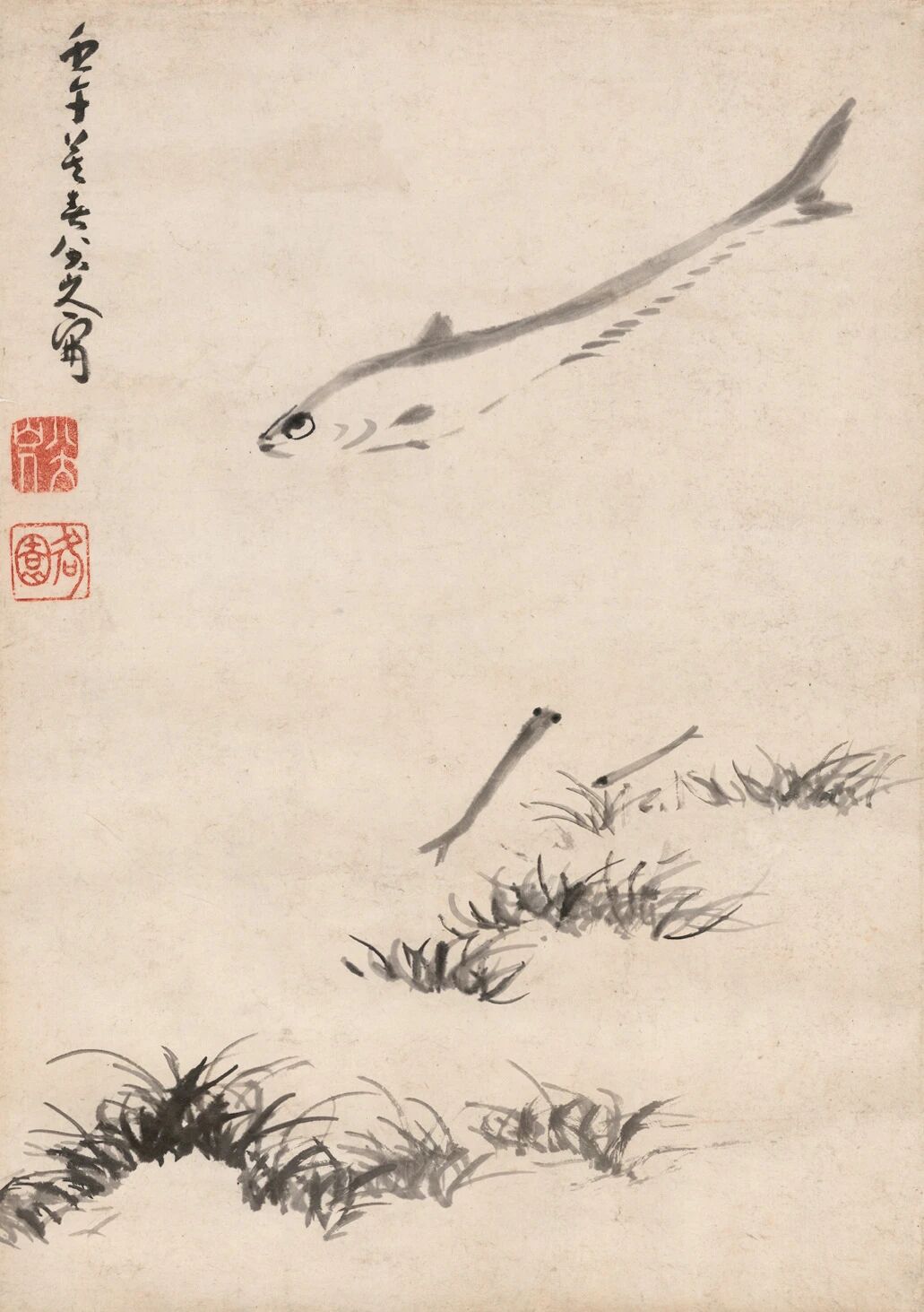 清 朱耷 《游鱼图》轴